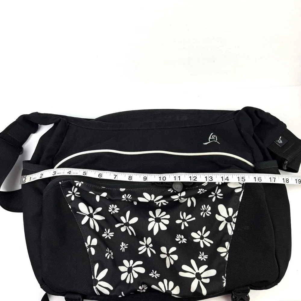 Overland Equipment Messenger Bag Black Floral Canvas Made In Chico USA